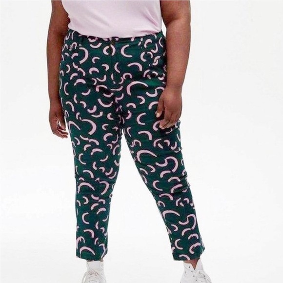 Lucy & Yak Pants - Lucy & Yak Camden Trousers Organic Cotton Watermelon Print Green Size 34